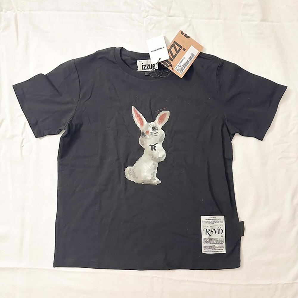 izzue bunny print cotton t-shirt black size M